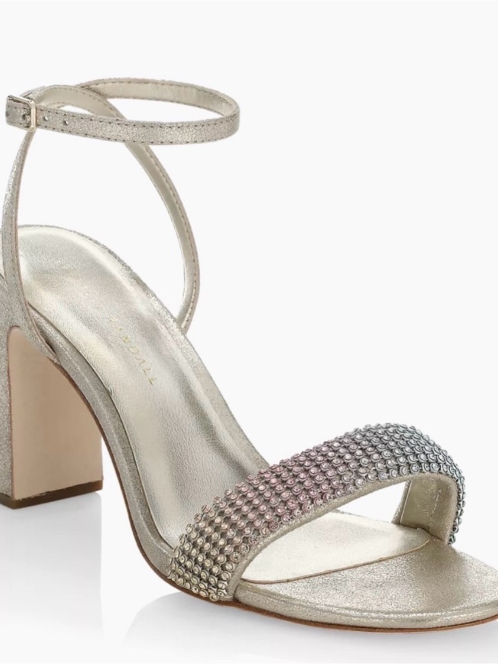 Loeffler Randall Metallic Silver Crystal-Embellished Block Heel Sandal